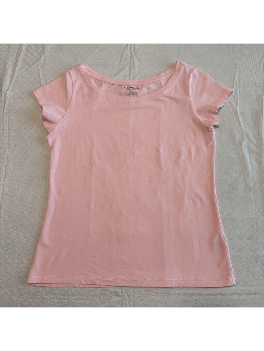 Madison Live Green Pink Organic Cotton Short Sleeve T-Shirt Size M
